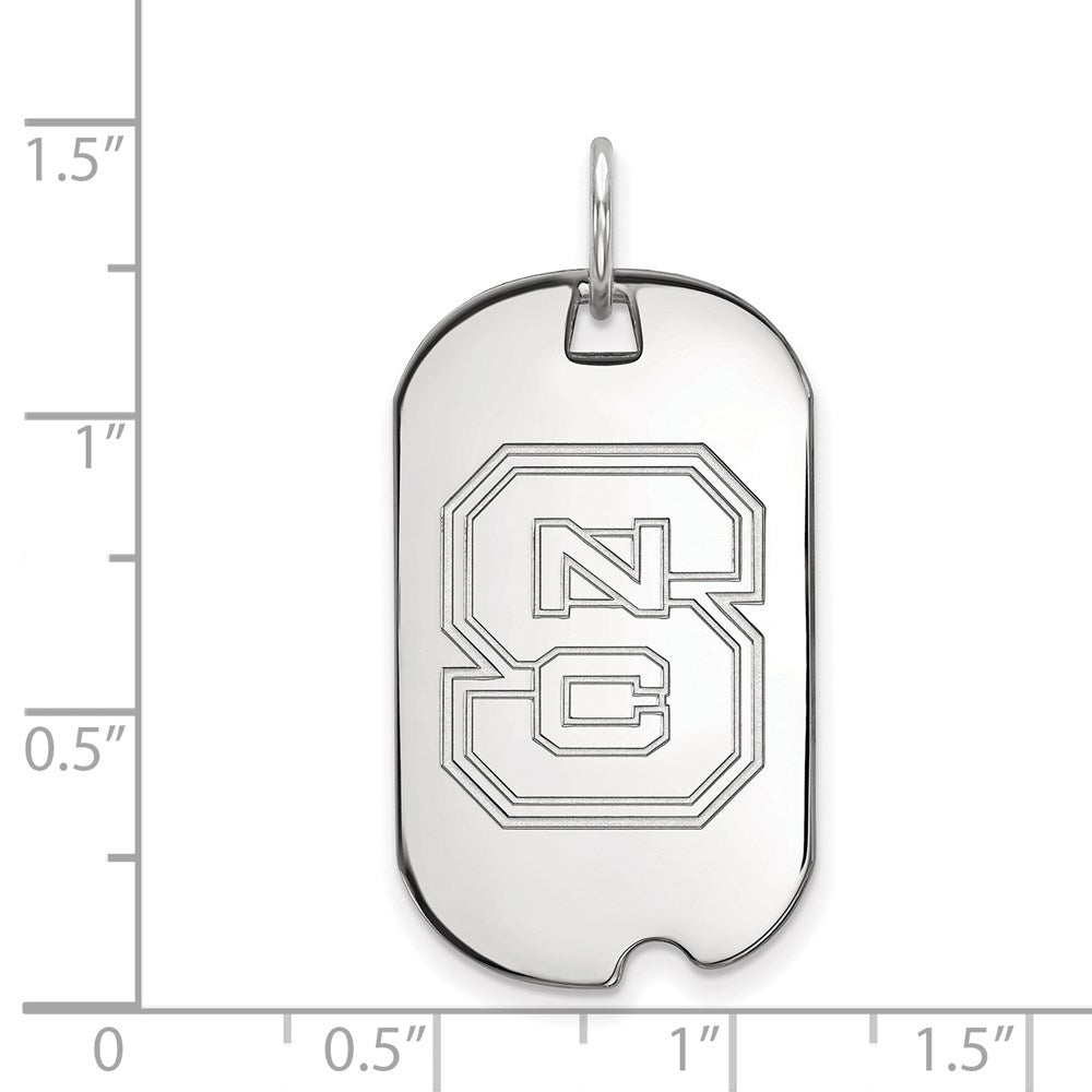 14K White Gold Logoart North Carolina State University N C S Small Dog Tag Pendant