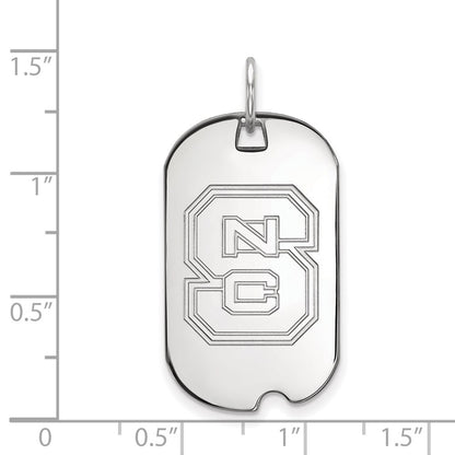 14K White Gold Logoart North Carolina State University N C S Small Dog Tag Pendant