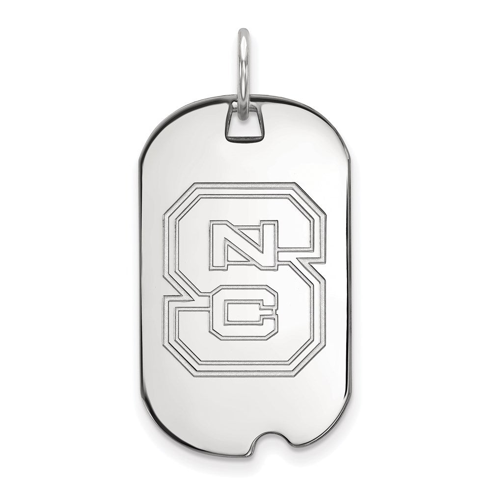 14K White Gold Logoart North Carolina State University N C S Small Dog Tag Pendant