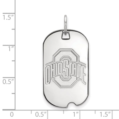 Sterling Silver Rhodium Plated Logoart The Ohio State University Small Dog Tag Pendant