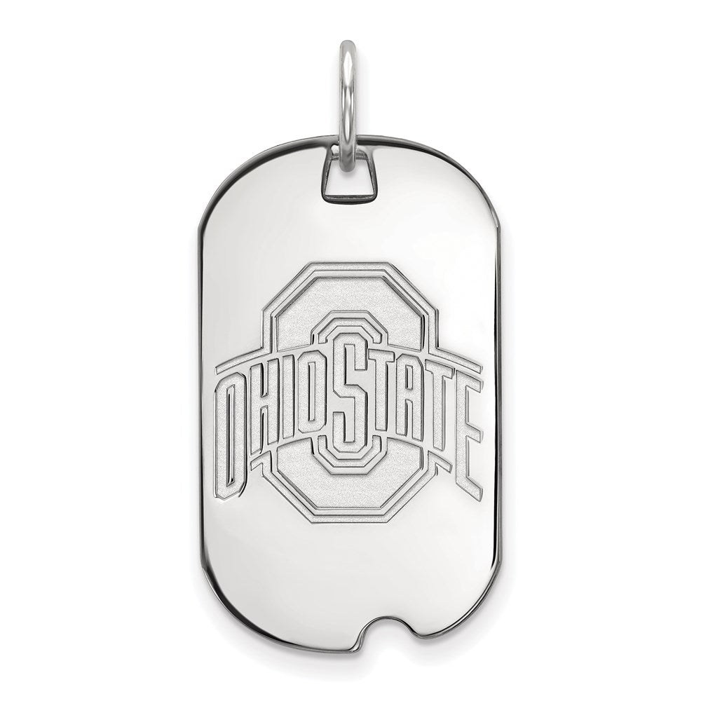Sterling Silver Rhodium Plated Logoart The Ohio State University Small Dog Tag Pendant