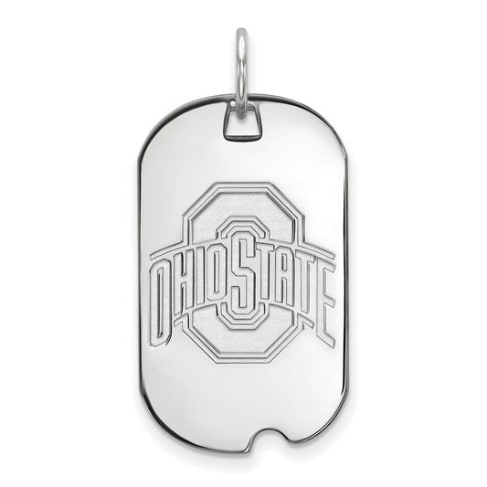 Sterling Silver Rhodium Plated Logoart The Ohio State University Small Dog Tag Pendant