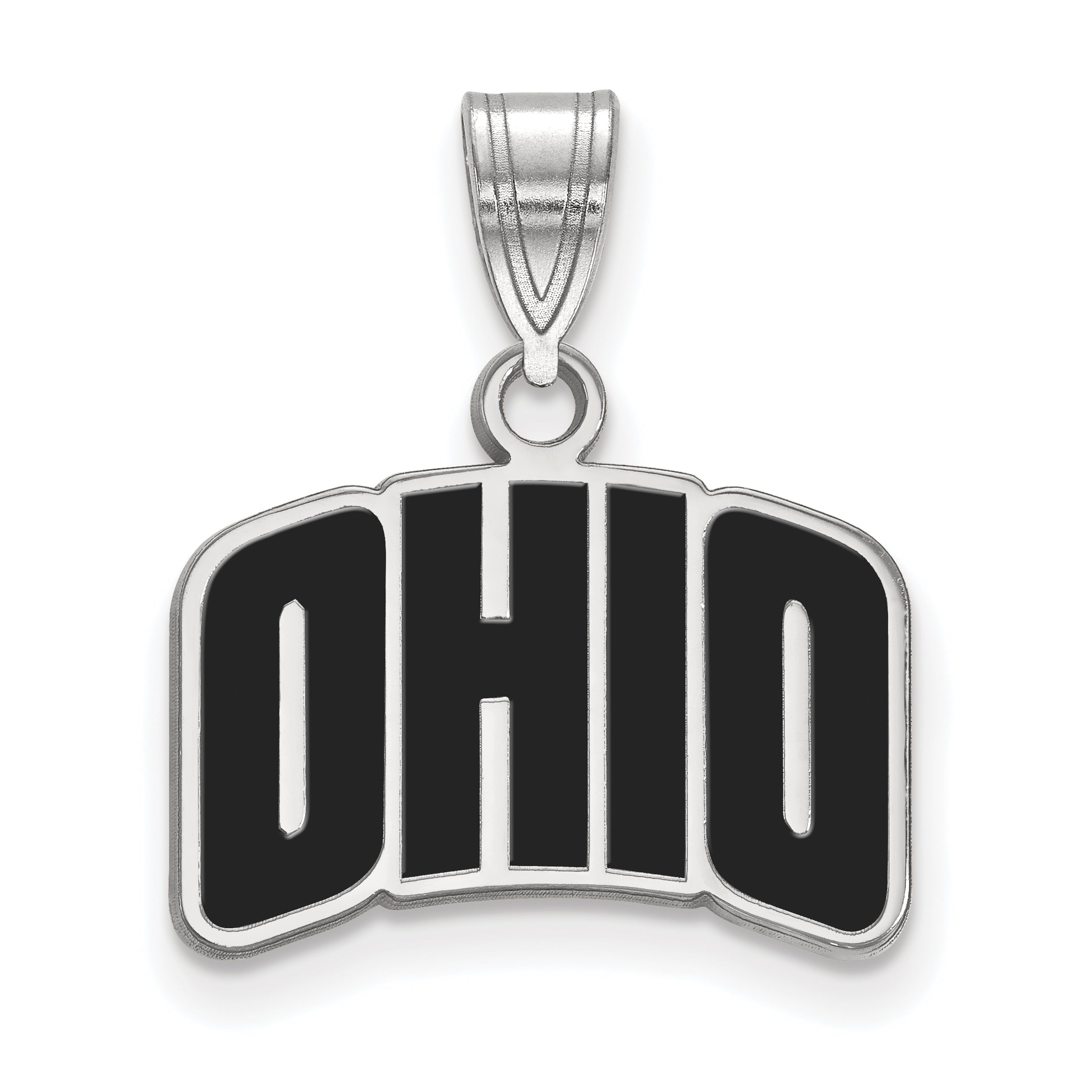 Sterling Silver Rhodium Plated Logoart Ohio University Small Enameled Pendant