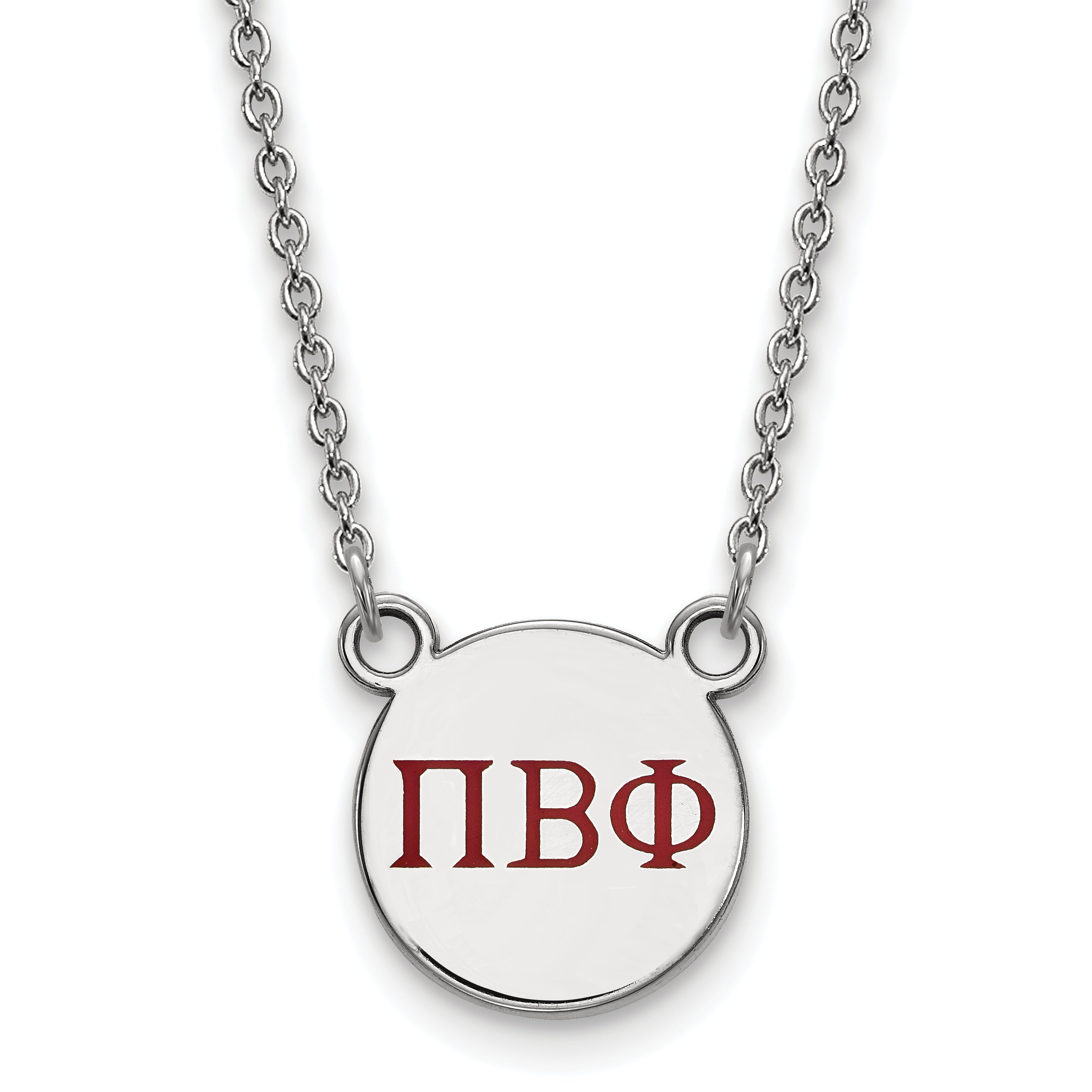 Sterling Silver Rhodium Plated Logoart Pi Beta Phi Sorority Greek Letters Small Color Enamel Pendant 18 Inch Necklace