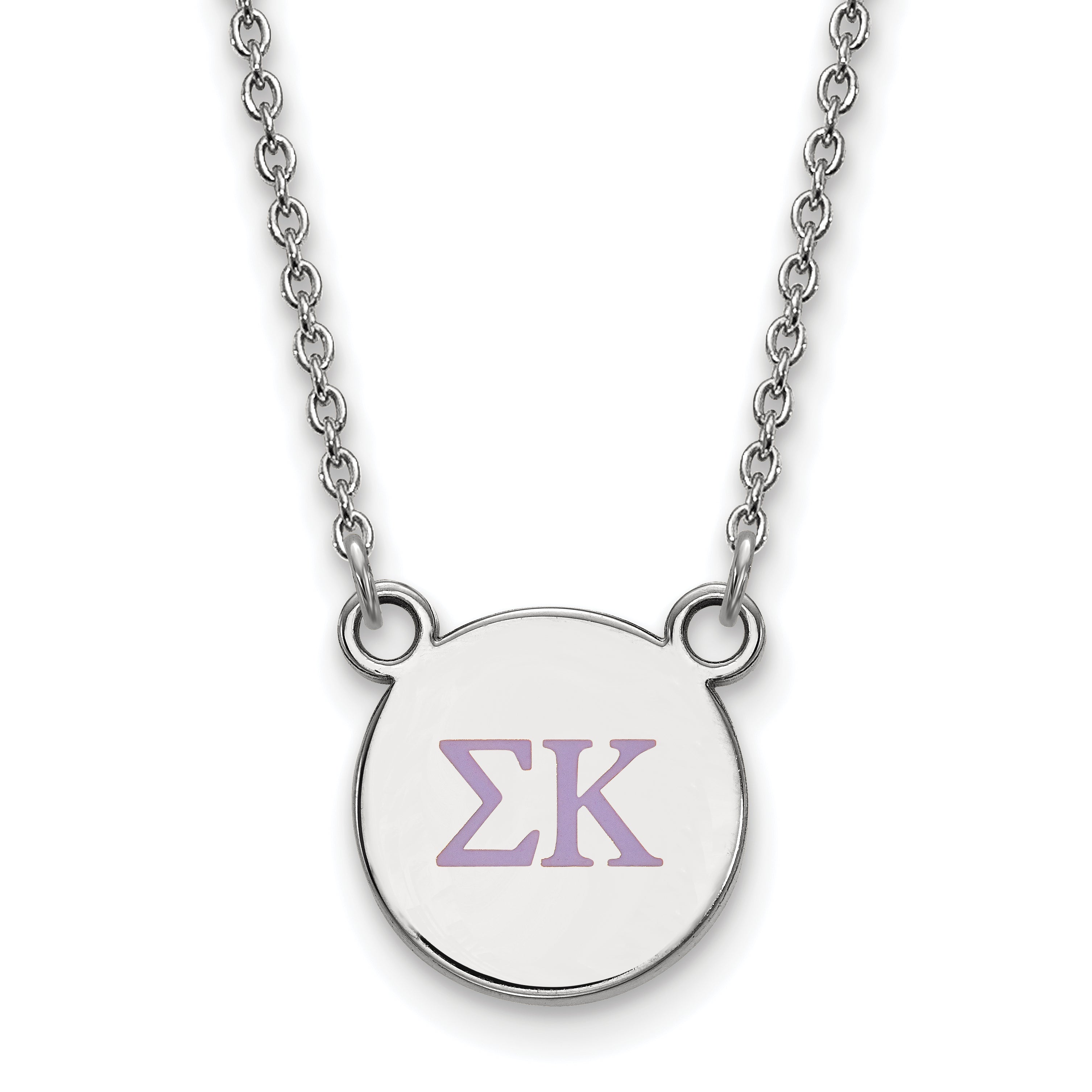 Sterling Silver Rhodium Plated Logoart Sigma Kappa Sorority Greek Letters Small Color Enamel Pendant 18 Inch Necklace