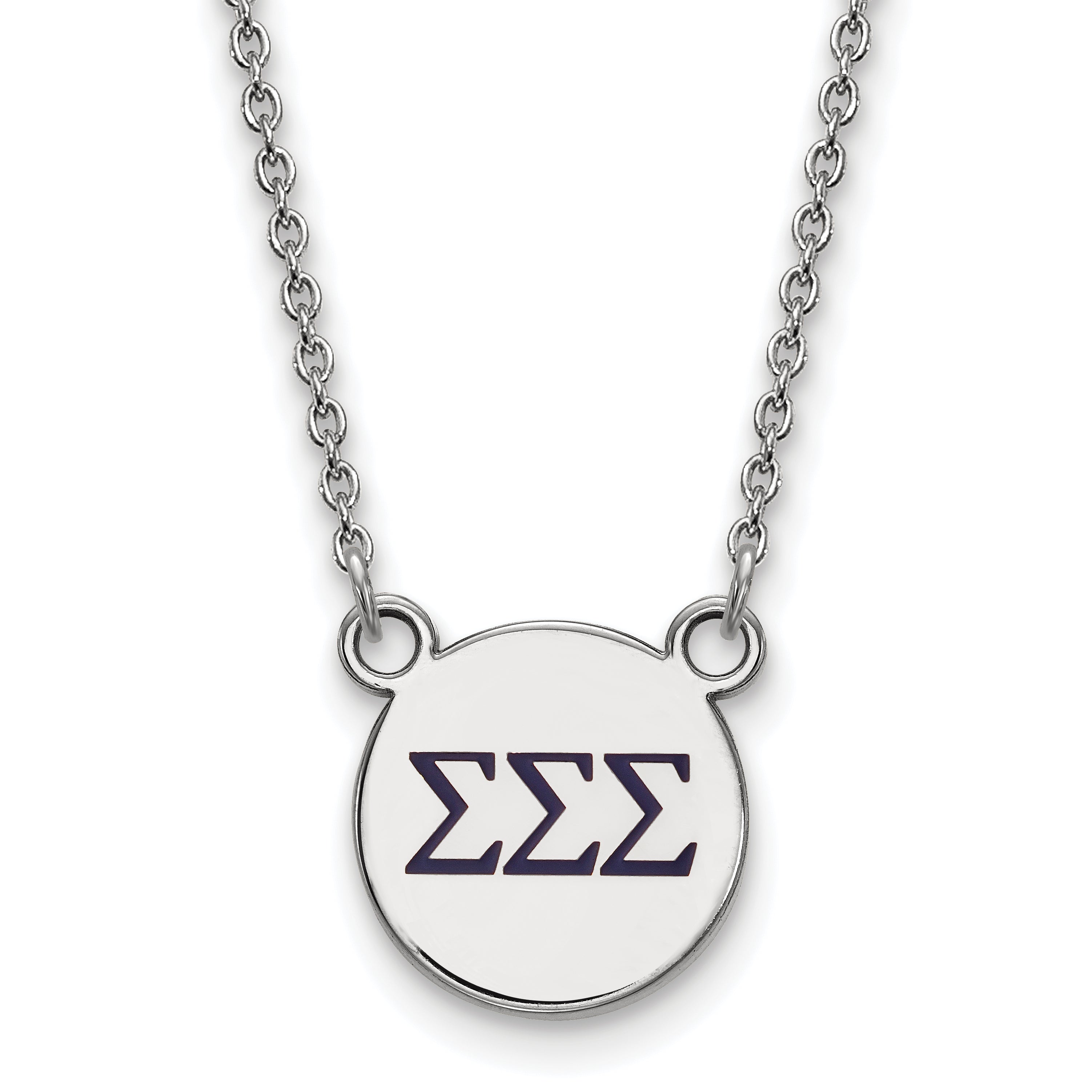 Sterling Silver Rhodium Plated Logoart Sigma Sorority Greek Letters Small Color Enamel Pendant 18 Inch Necklace