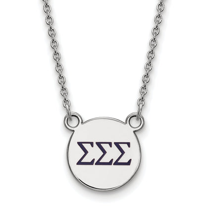 Sterling Silver Rhodium Plated Logoart Sigma Sorority Greek Letters Small Color Enamel Pendant 18 Inch Necklace