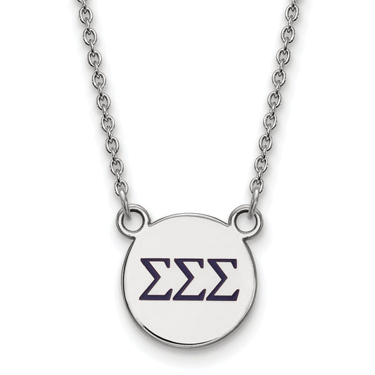 Sterling Silver Rhodium Plated Logoart Sigma Sorority Greek Letters Small Color Enamel Pendant 18 Inch Necklace