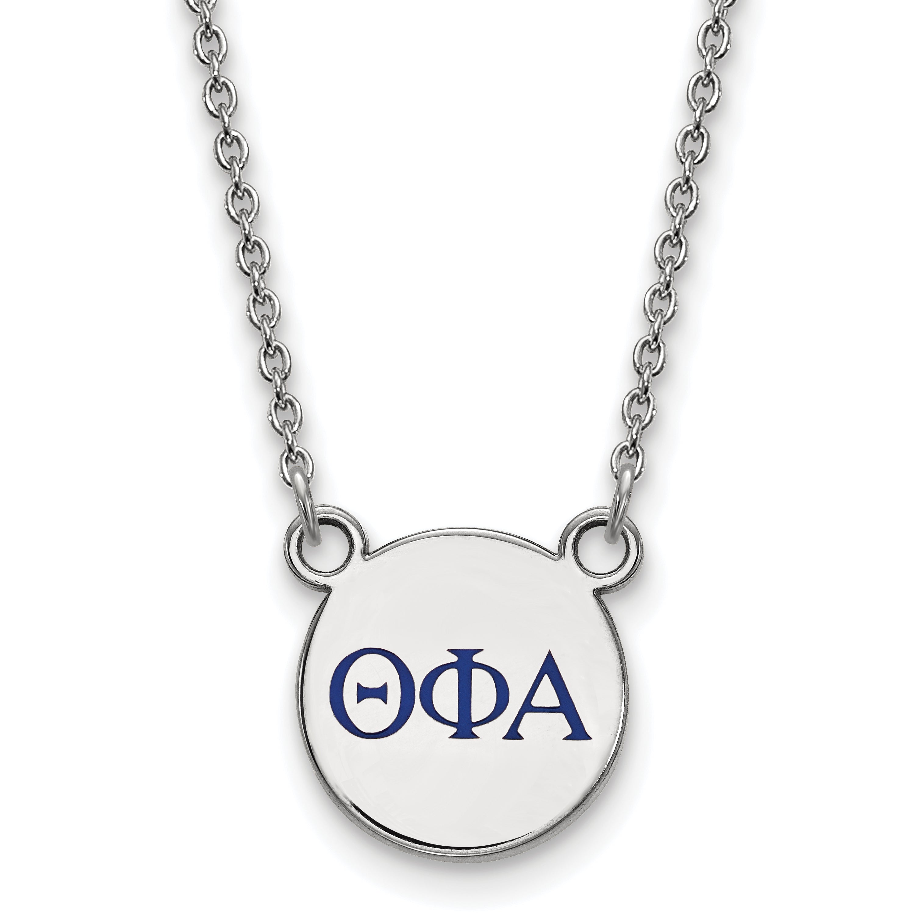 Sterling Silver Rhodium Plated Logoart Theta Phi Alpha Sorority Greek Letters Small Color Enamel Pendant 18 Inch Necklace