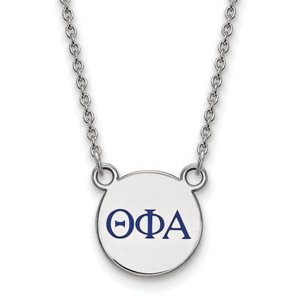 Sterling Silver Rhodium Plated Logoart Theta Phi Alpha Sorority Greek Letters Small Color Enamel Pendant 18 Inch Necklace