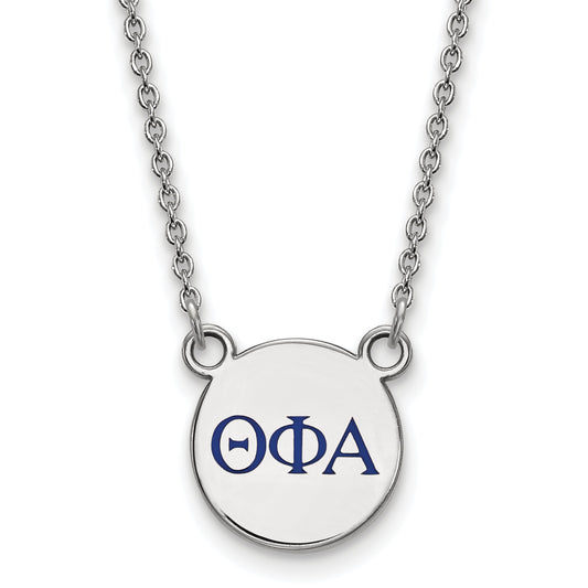 Sterling Silver Rhodium Plated Logoart Theta Phi Alpha Sorority Greek Letters Small Color Enamel Pendant 18 Inch Necklace