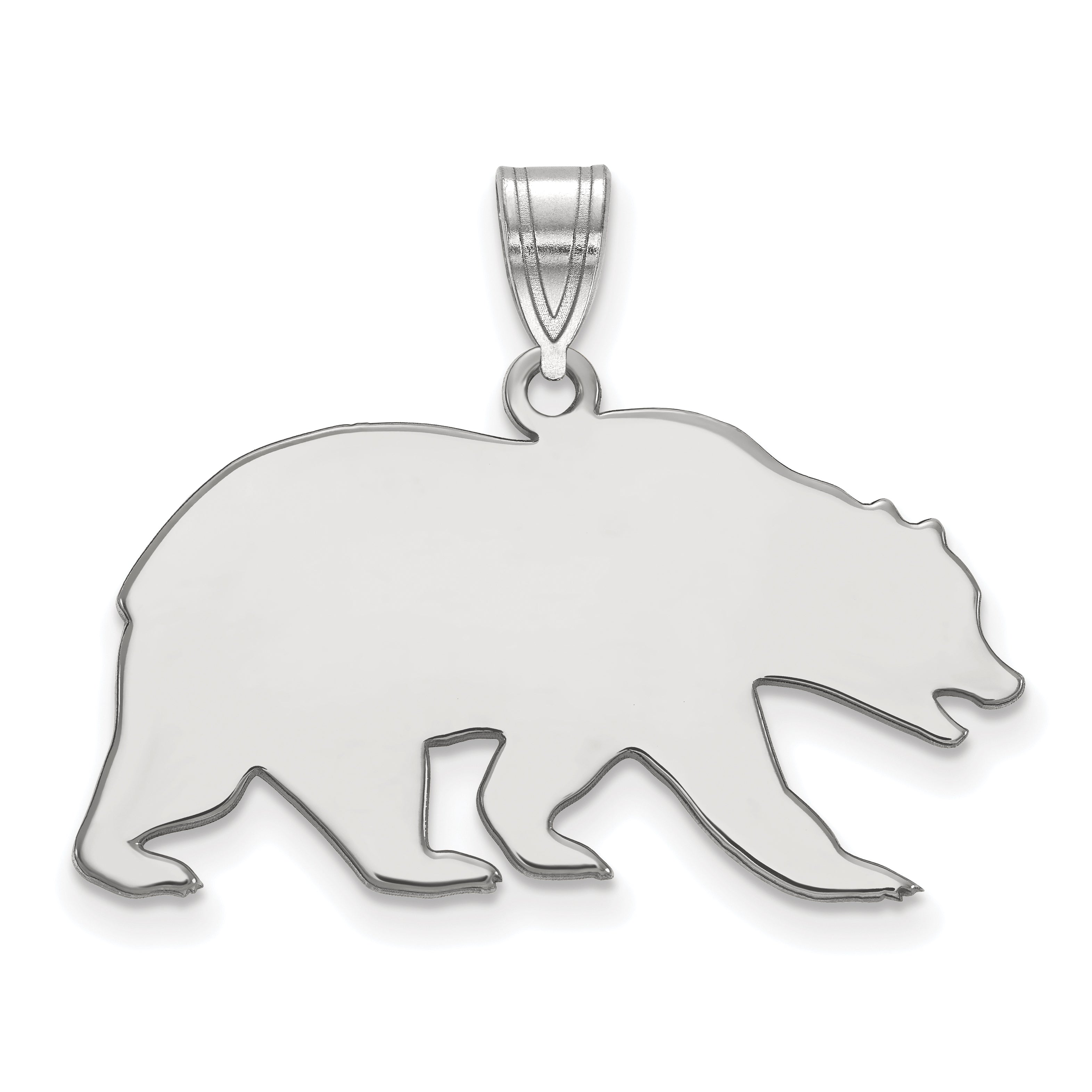 Sterling Silver Rhodium Plated Logoart University Of California Berkeley Bear Large Pendant