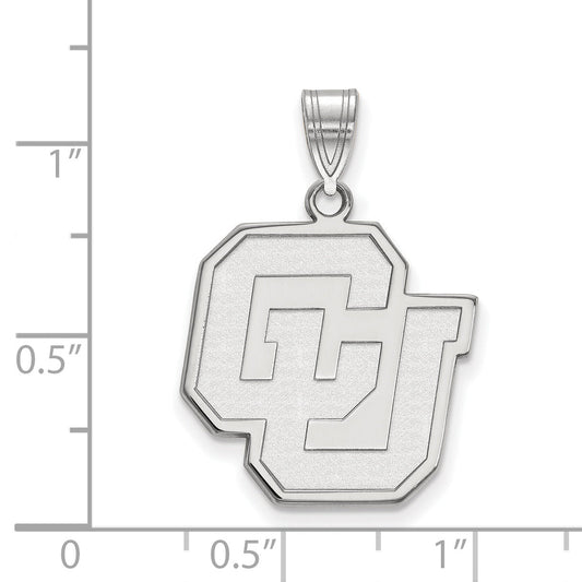 Sterling Silver Rhodium Plated Logoart University Of Colorado C U Large Pendant