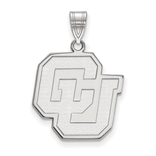 14K White Gold Logoart University Of Colorado C U Large Pendant