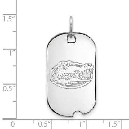 14K White Gold Logoart University Of Florida Gator Small Dog Tag Pendant