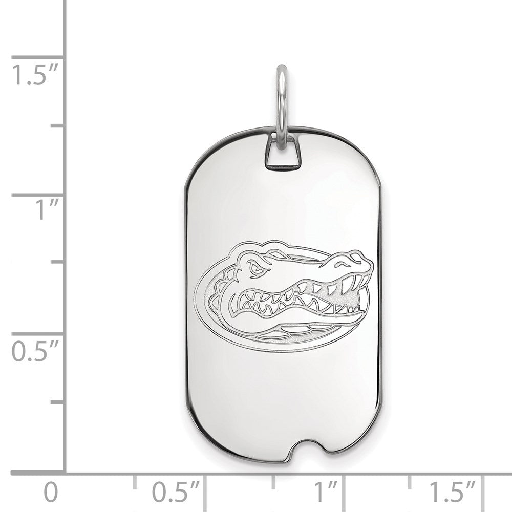 Sterling Silver Rhodium Plated Logoart University Of Florida Gator Small Dog Tag Pendant