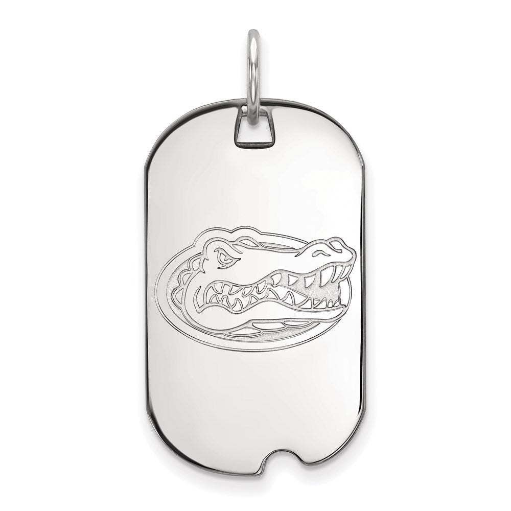 Sterling Silver Rhodium Plated Logoart University Of Florida Gator Small Dog Tag Pendant