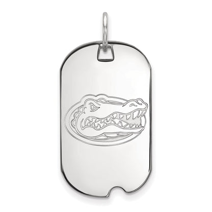 Sterling Silver Rhodium Plated Logoart University Of Florida Gator Small Dog Tag Pendant