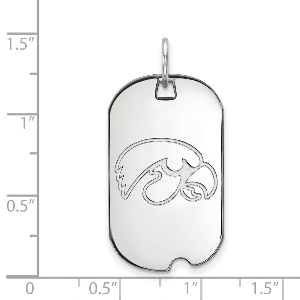 10K White Gold Logoart University Of Iowa Hawk Small Dog Tag Pendant