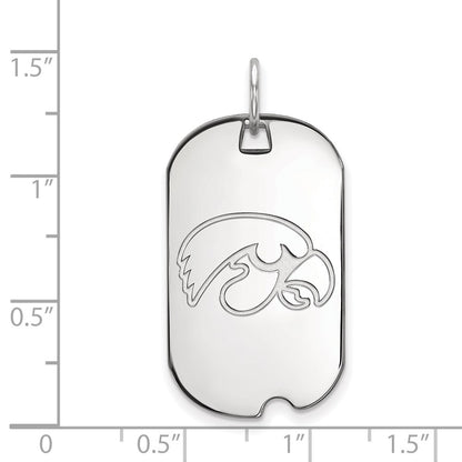 Sterling Silver Rhodium Plated Logoart University Of Iowa Hawk Small Dog Tag Pendant