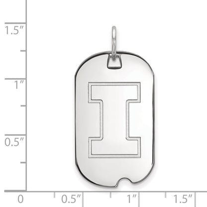 10K White Gold Logoart University Of Illinois Letter I Small Dog Tag Pendant