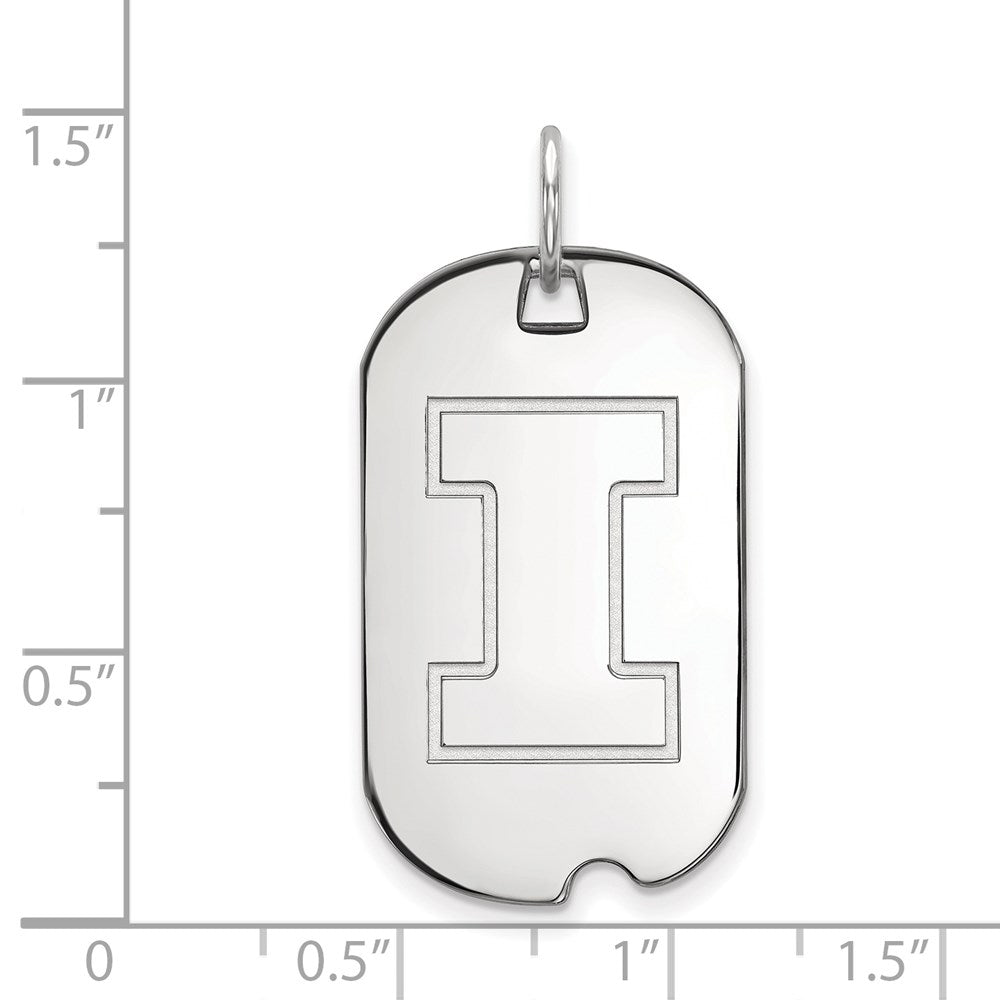 Sterling Silver Rhodium Plated Logoart University Of Illinois Letter I Small Dog Tag Pendant