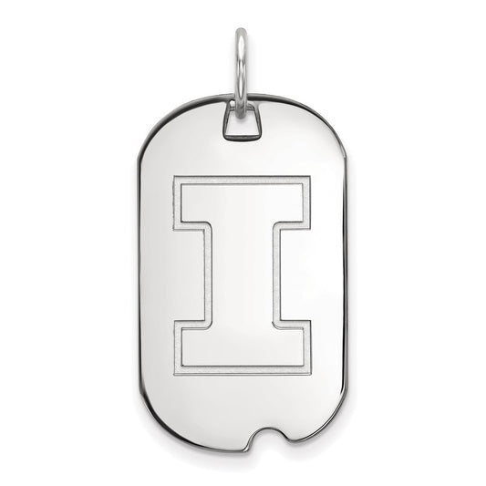 10K White Gold Logoart University Of Illinois Letter I Small Dog Tag Pendant