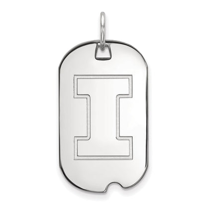 14K White Gold Logoart University Of Illinois Letter I Small Dog Tag Pendant