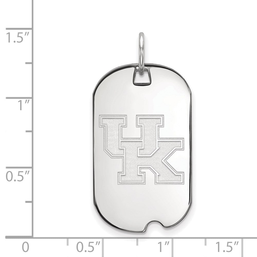 Sterling Silver Rhodium Plated Logoart University Of Kentucky U K Small Dog Tag Pendant
