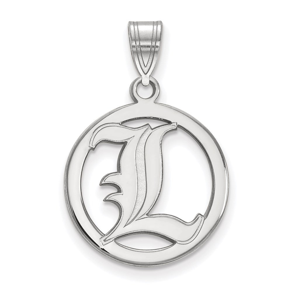 Sterling Silver Rhodium Plated Logoart University Of Louisville Letter L Medium Circle Pendant