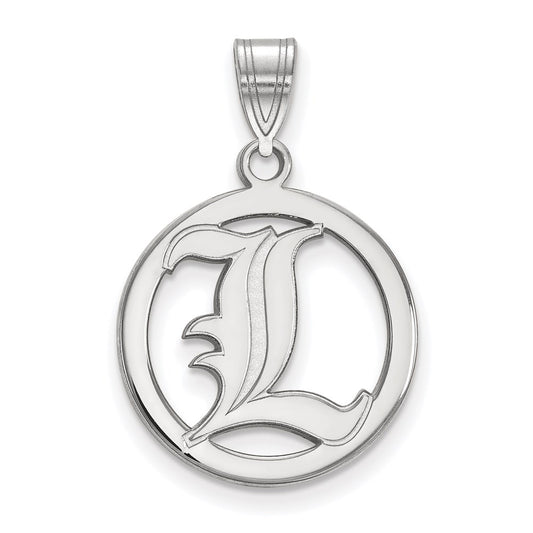 Sterling Silver Rhodium Plated Logoart University Of Louisville Letter L Medium Circle Pendant