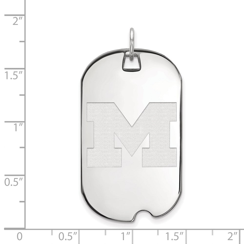 10K White Gold Logoart University Of Michigan Letter M Large Dog Tag Pendant