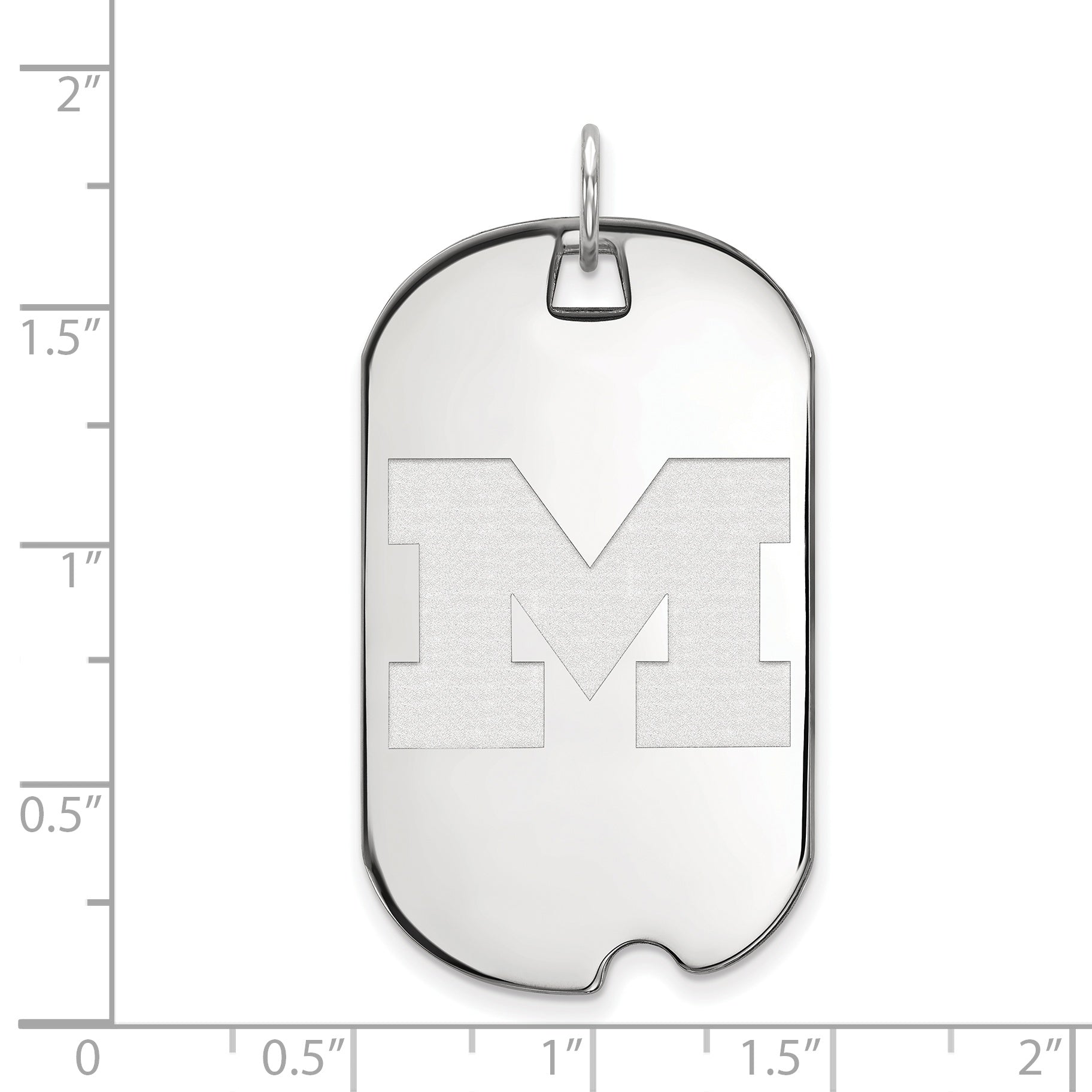 Sterling Silver Rhodium Plated Logoart University Of Michigan Letter M Large Dog Tag Pendant