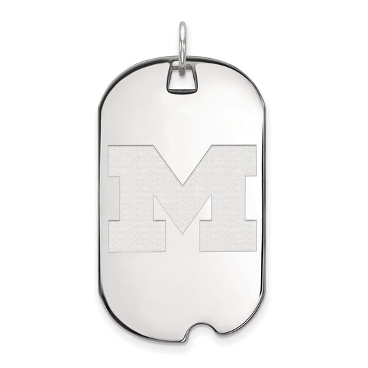 10K White Gold Logoart University Of Michigan Letter M Large Dog Tag Pendant