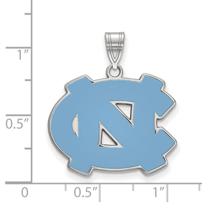 Sterling Silver Rhodium Plated Logoart University Of North Carolina N C Large Enameled Pendant