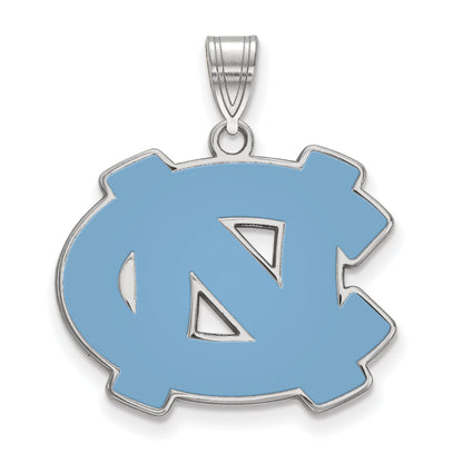 Sterling Silver Rhodium Plated Logoart University Of North Carolina N C Large Enameled Pendant