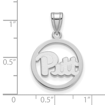 Sterling Silver Rhodium Plated Logoart University Of Pittsburgh Medium Circle Pendant