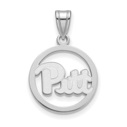 Sterling Silver Rhodium Plated Logoart University Of Pittsburgh Medium Circle Pendant