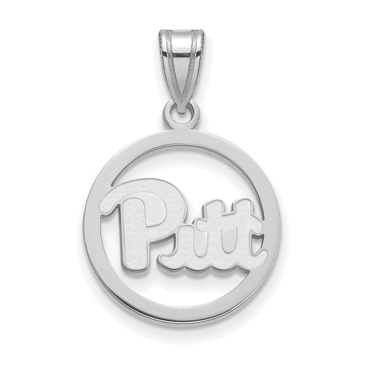 Sterling Silver Rhodium Plated Logoart University Of Pittsburgh Medium Circle Pendant