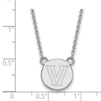 Sterling Silver Rhodium Plated Logoart Villanova University Letter V Small Disc 18 Inch Necklace