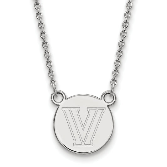 Sterling Silver Rhodium Plated Logoart Villanova University Letter V Small Disc 18 Inch Necklace