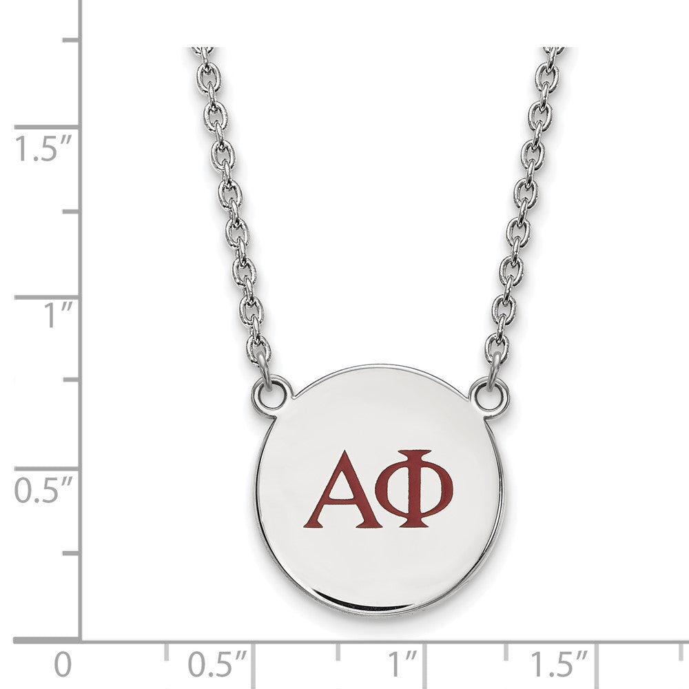 Sterling Silver Rhodium Plated Logoart Alpha Phi Sorority Greek Letters Large Color Enamel Pendant 18 Inch Necklace