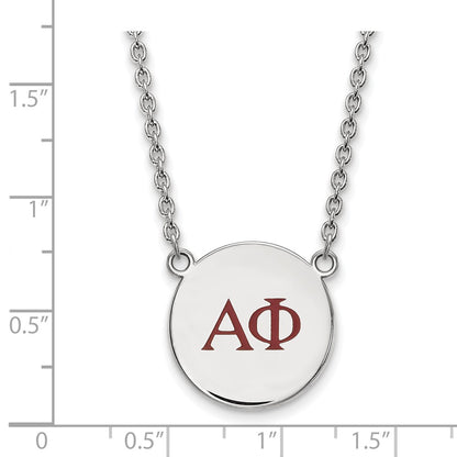 Sterling Silver Rhodium Plated Logoart Alpha Phi Sorority Greek Letters Large Color Enamel Pendant 18 Inch Necklace