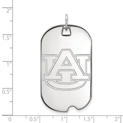 14K White Gold Logoart Auburn University Large Dog Tag Pendant