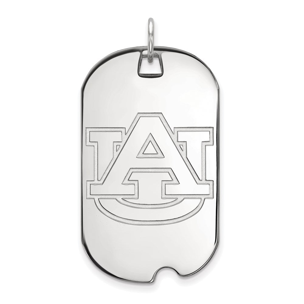 Sterling Silver Rhodium Plated Logoart Auburn University Large Dog Tag Pendant