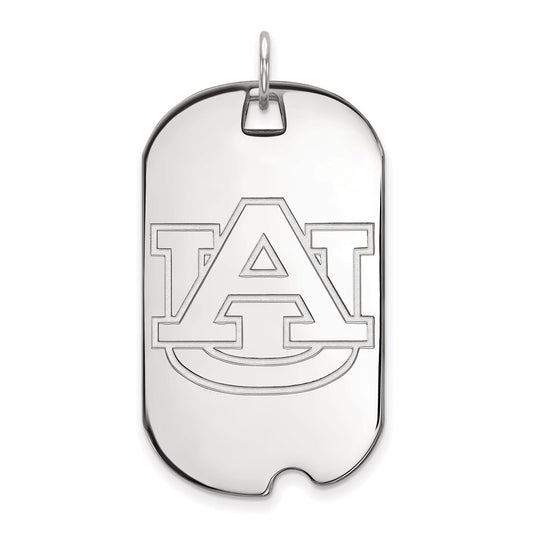 Sterling Silver Rhodium Plated Logoart Auburn University Large Dog Tag Pendant