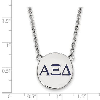 Sterling Silver Rhodium Plated Logoart Alpha Xi Delta Sorority Greek Letters Large Color Enamel Pendant 18 Inch Necklace