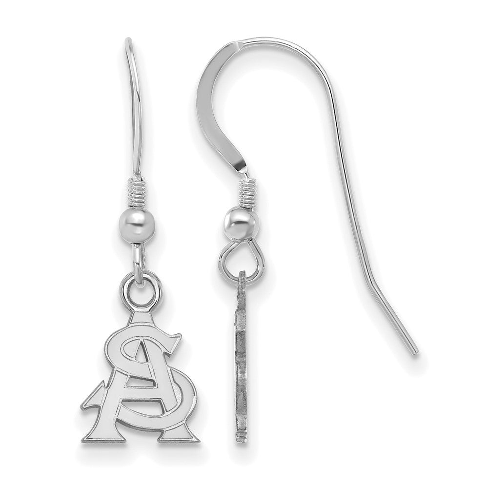 Sterling Silver Rhodium Plated Logoart Arizona State University A S Extra Small Dangle Wire Earrings