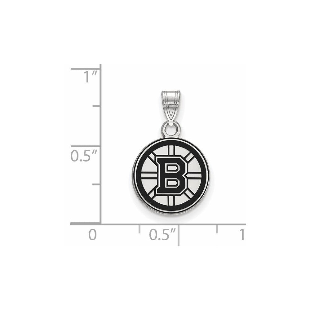 Sterling Silver Rhodium Plated Nhl Logoart Boston Bruins Small Enameled Pendant
