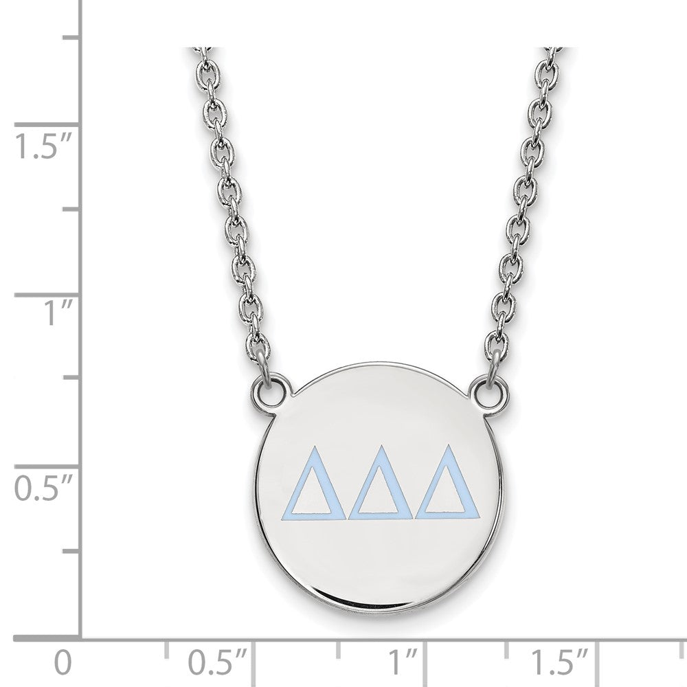 Sterling Silver Rhodium Plated Logoart Delta Sorority Greek Letters Large Color Enamel Pendant 18 Inch Necklace